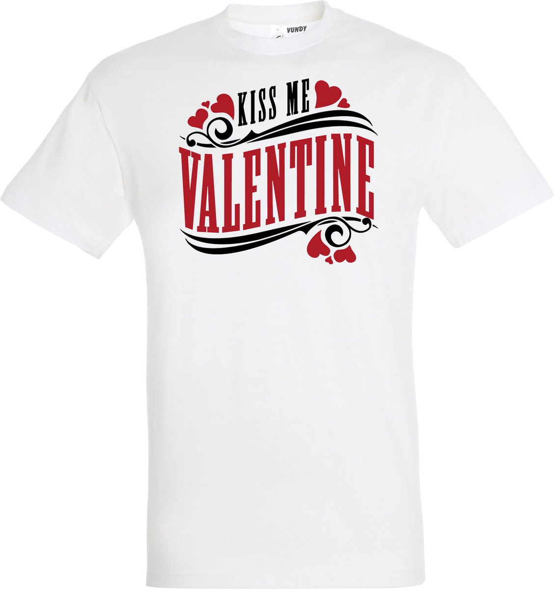 T-shirt Kiss Me Valentine | valentijn cadeautje voor hem haar | valentijn | valentijnsdag cadeau | Wit | maat 3XL